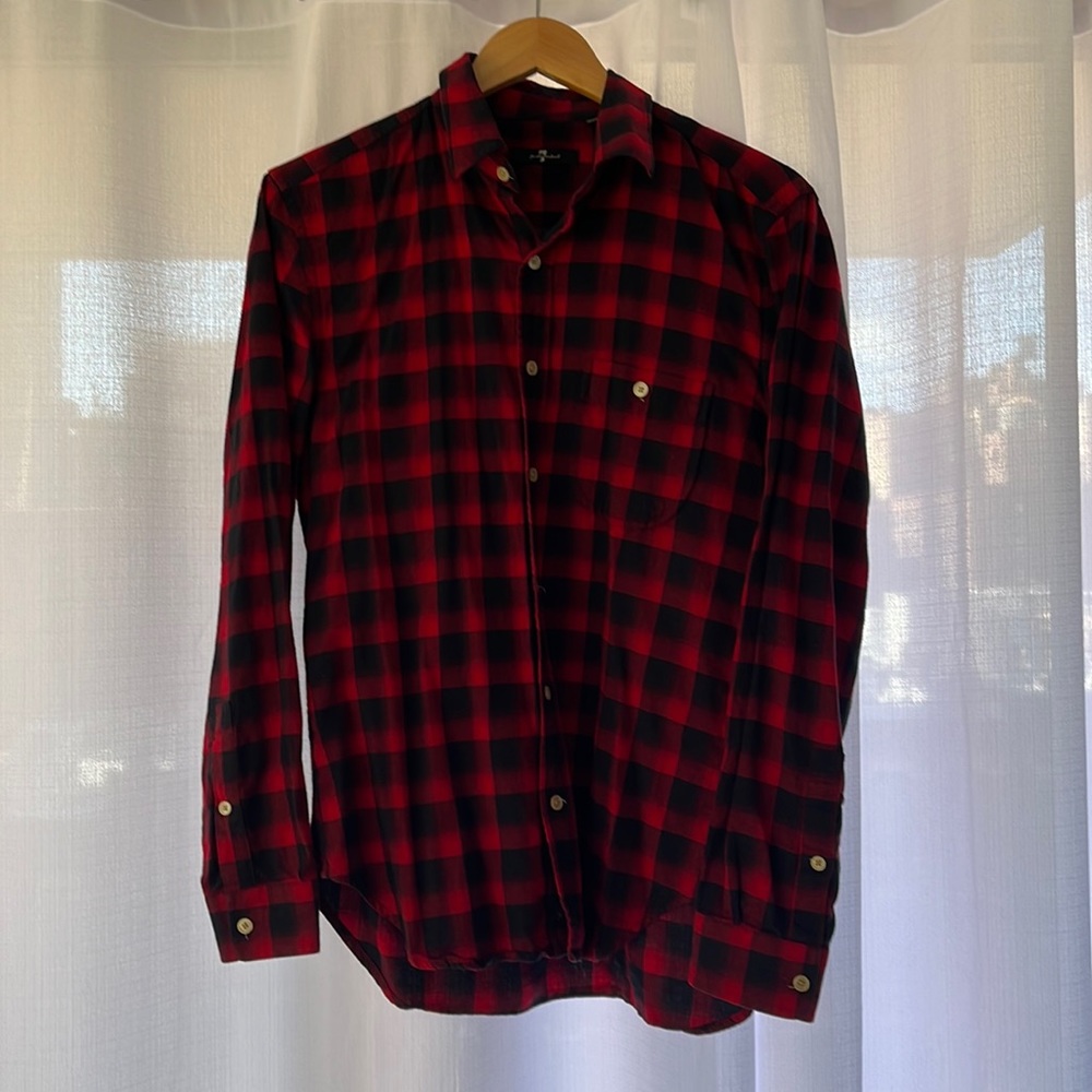 Mens plaid button down from 7 For All Mankind, size small